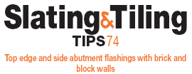 Top edge and side abutment flashings with brick and block walls